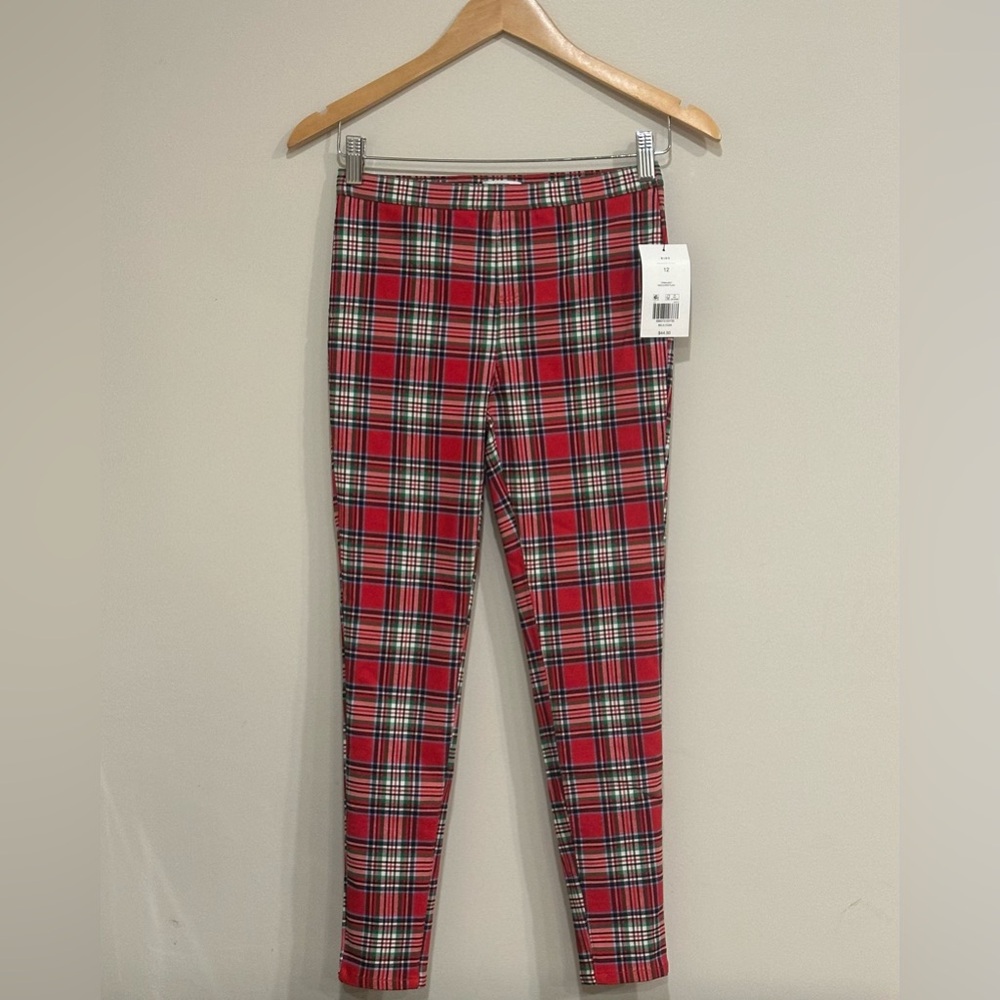 Size 12 crown & ivy kids red/Christmas plaid pants NEW WITH TAGS